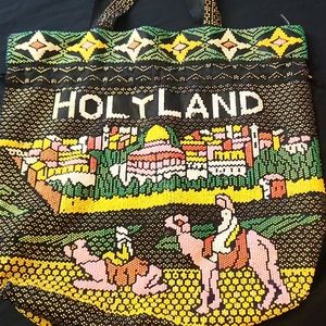 Vintage Holyland Jerusalem Beaded Shoulder Bag Purse